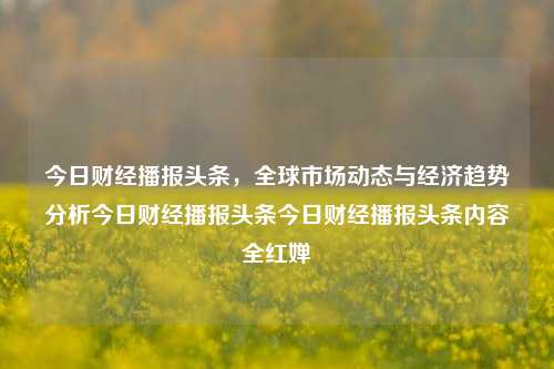 今日财经播报头条，全球市场动态与经济趋势分析今日财经播报头条今日财经播报头条内容全红婵