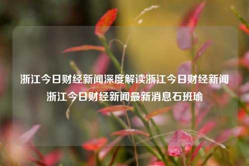 浙江今日财经新闻深度解读浙江今日财经新闻浙江今日财经新闻最新消息石班瑜